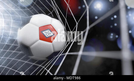 Molto realistico il rendering di un pallone da calcio con la bandiera di Arkansas nel netto.(serie) Foto Stock