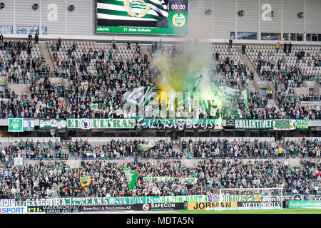 Hammarby ventole a Tele2 arena di Stoccolma duringa salotto del gioco del calcio Foto Stock