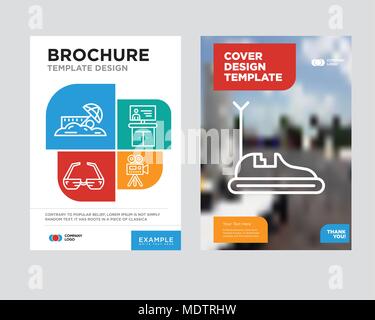 Bumper Car brochure flyer design modello astratto con sfondo fotografico, la telecamera video, Tv, occhiali 3d, sabbia tendenza minimalista business corporate roll Illustrazione Vettoriale