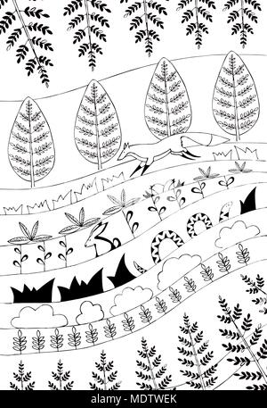 La pagina di libro da colorare. Pittura antistress. Illustrazione Vettoriale