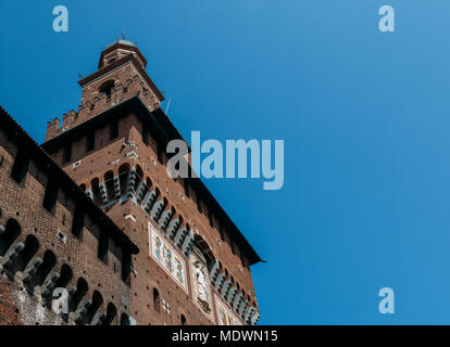 Una vista del Castello Sforzesco di Milano, Italia. Foto Stock