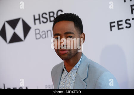 Jay Ellis arriva a 'In una relazione di screening" durante il 2018 Tribeca Film Festival al teatro SVA on April 20, 2018 in New York City. Credito: Erik Pendzich/Alamy Live News Foto Stock