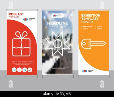 Chiave business moderno roll up banner modello di progettazione, Star creative stand poster o brochure concetto, segnalibro pubblicazione di copertura Illustrazione Vettoriale