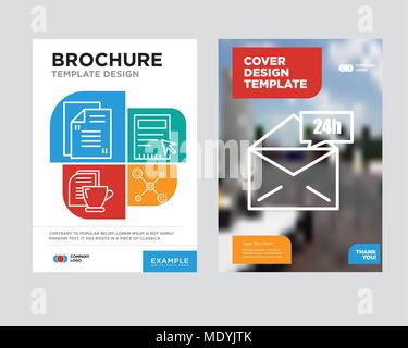 Mail 24 ore brochure flyer design modello astratto con sfondo fotografico, rete, Vuoto, Mail e tè, mail tendenza minimalista business corporate ro Illustrazione Vettoriale