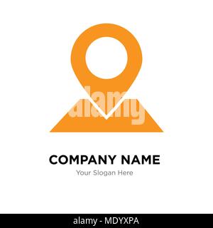 Segnaposto sulla mappa carta in prospettiva company Logo design template, business corporate icona vettore Illustrazione Vettoriale