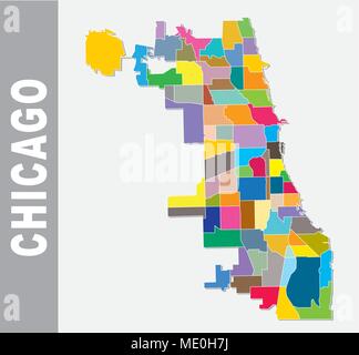 Chicago quartiere cooorful mappa vettoriale Illustrazione Vettoriale