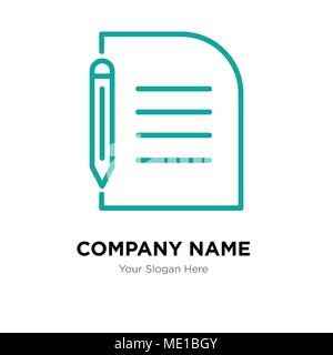 Pezzo di carta e matita company Logo design template, business corporate icona vettore Illustrazione Vettoriale