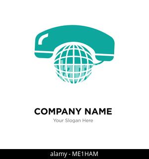 Chiamate internazionali service company Logo design template, business corporate icona vettore Illustrazione Vettoriale