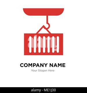 Contenitore appeso ad una gru company Logo design template, business corporate icona vettore Illustrazione Vettoriale