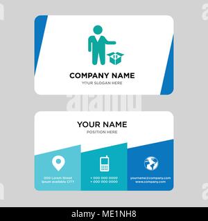 Persona in piedi accanto a una casella di consegna business card modello di progettazione, visita per la vostra azienda, moderno creativo e pulire la carta d'identità Illustr vettore Illustrazione Vettoriale