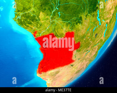 Mappa di Angola come visto dallo spazio sul pianeta Terra. 3D'illustrazione. Gli elementi di questa immagine fornita dalla NASA. Foto Stock