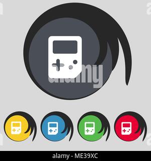 Icona di Tetris segno. Simbolo su cinque pulsanti colorati. Illustrazione Vettoriale Illustrazione Vettoriale