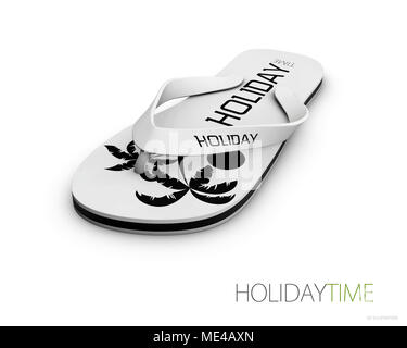 White flip flop isolati su sfondo bianco. 3d'illustrazione. Foto Stock