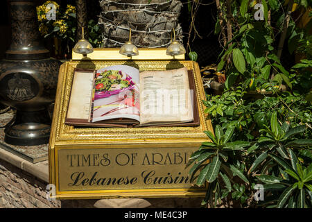 I tempi di Arabia ingresso ristorante in Madinat Jumeirah, Dubai, UAE, Medio Oriente. Foto Stock