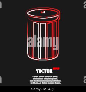 Icona del cestino simbolo con effetto di neon rosso. Illustrazione Vettoriale Illustrazione Vettoriale