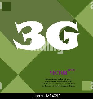 Icona 3G simbolo sul verde geometrica astratta sfondo con lunghe ombre. Illustrazione Vettoriale Illustrazione Vettoriale