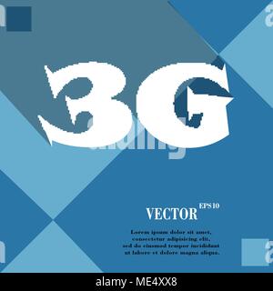 Icona 3G simbolo sul blu geometrica astratta sfondo con lunghe ombre. Illustrazione Vettoriale Illustrazione Vettoriale