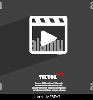Riproduci video icona simbolo appartamento moderno design web con lunga ombra e lo spazio per il tuo testo. Illustrazione Vettoriale Illustrazione Vettoriale