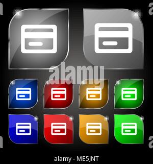 L'icona Carta di credito segno. Set di dieci pulsanti colorati con abbagliamento. Illustrazione Vettoriale Illustrazione Vettoriale