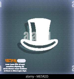 Cappello a cilindro icona simbolo sul blu-verde sfondo astratto con ombra e lo spazio per il tuo testo. Illustrazione Vettoriale Illustrazione Vettoriale