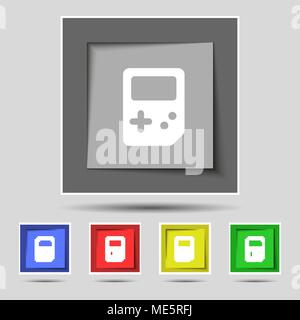 Icona di Tetris segno sull'originale cinque pulsanti colorati. Illustrazione Vettoriale Illustrazione Vettoriale