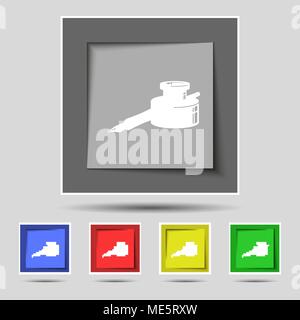 Penna e inchiostro icona sul segno originale di cinque pulsanti colorati. Illustrazione Vettoriale Illustrazione Vettoriale