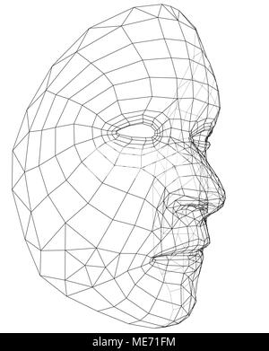 Filo-cornice astratta volto umano Illustrazione Vettoriale