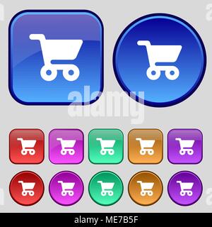 Carrello icona segno. Una serie di dodici tasti vintage per il vostro design. Illustrazione Vettoriale Illustrazione Vettoriale