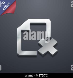Eliminare il file icona documento simbolo. 3D stile. Alla moda e dal design moderno con spazio per il testo illustrazione vettoriale Illustrazione Vettoriale