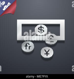 Monete del mondo icona simbolo. 3D stile. Alla moda e dal design moderno con spazio per il testo illustrazione vettoriale Illustrazione Vettoriale