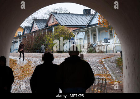 Ingresso in galleria dal molo per l'isola di Suomenlinna Sveaborg, Helsinki, Finlandia. Foto Stock