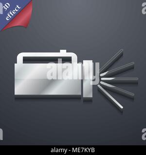 Torcia elettrica icona simbolo. 3D stile. Alla moda e dal design moderno con spazio per il testo illustrazione vettoriale Illustrazione Vettoriale