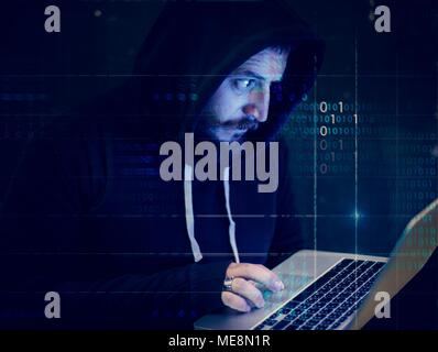 Diversi computer hacking shoot Foto Stock