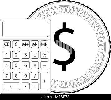 Calcolo finanziario linea. Calcolo e analisi di bilancio, bilancio profitti e di auditing, illustrazione vettoriale Illustrazione Vettoriale