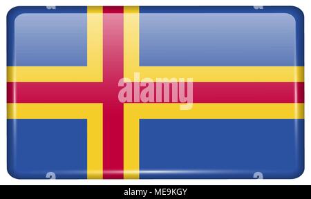 Bandiere di Aland in forma di un magnete sul frigo con riflessi di luce. Illustrazione Vettoriale Illustrazione Vettoriale