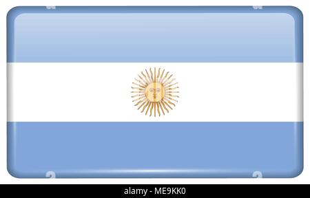 Le bandiere di Argentina nella forma di un magnete sul frigo con riflessi di luce. Illustrazione Vettoriale Illustrazione Vettoriale