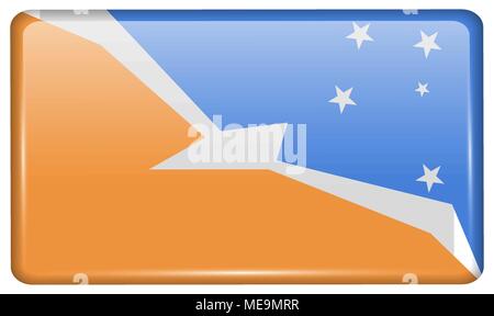 Bandiere di Tierra del Fuego provincia nella forma di un magnete sul frigo con riflessi di luce. Illustrazione Vettoriale Illustrazione Vettoriale