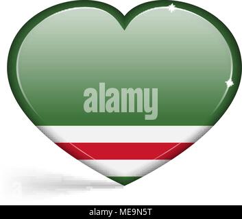 Le bandiere della Repubblica cecena di Ichkeria a forma di cuore, con evidenza sui bordi. Illustrazione Vettoriale Illustrazione Vettoriale