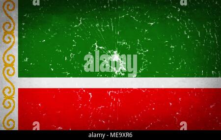 Le bandiere della Repubblica cecena con il vetro rotto texture. Illustrazione Vettoriale Illustrazione Vettoriale