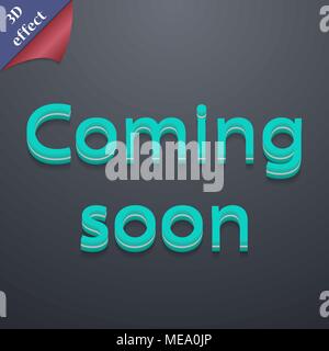 Prossimamente icona simbolo. 3D stile. Alla moda e dal design moderno con spazio per il testo illustrazione vettoriale Illustrazione Vettoriale