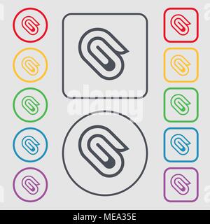 Icona a forma di graffetta segno. simbolo sul Round e i pulsanti quadrati con il telaio. Illustrazione Vettoriale Illustrazione Vettoriale