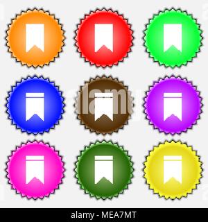 Gli adesivi di Web, tag e banner. Vendita icona segno. Un insieme di nove diverse etichette colorate. Illustrazione Vettoriale Illustrazione Vettoriale