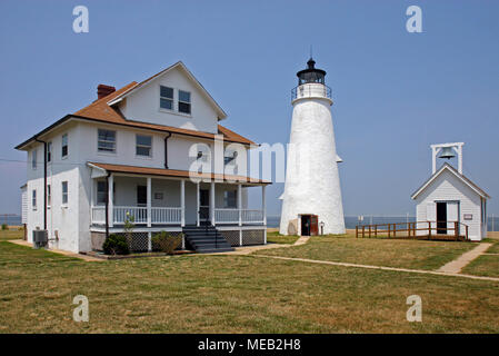 Cove Point stazione Lighthous mostra tower, nebbia bell edificio e custodi duplex. Foto Stock