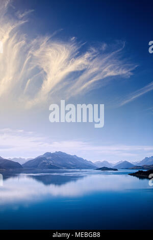 Il lago di Wakatipu vicino a Glenorchy, South Island, in Nuova Zelanda. Foto Stock