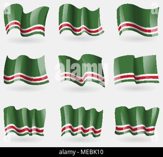 Impostare della Repubblica cecena di Ichkeria flag nell'aria. Illustrazione Vettoriale Illustrazione Vettoriale