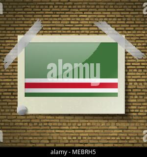 Le bandiere della Repubblica cecena di Ichkeria al telaio su un sfondo mattone. Illustrazione Vettoriale Illustrazione Vettoriale