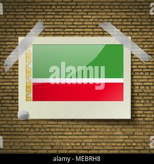 Le bandiere della Repubblica cecena al telaio su un sfondo mattone. Illustrazione Vettoriale Illustrazione Vettoriale