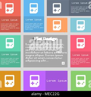 Icona di Tetris segno. Set di pulsanti multicolori con spazio per il testo. Illustrazione Vettoriale Illustrazione Vettoriale