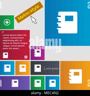 Icona a forma di libro segno. Metro i pulsanti di stile. Interfaccia moderna sito web pulsanti con i tasti cursore puntatore. Illustrazione Vettoriale Illustrazione Vettoriale