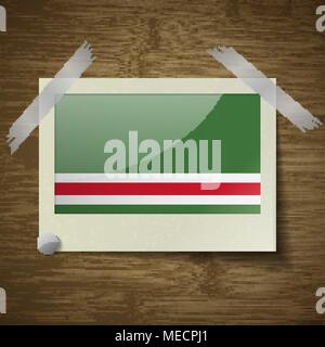 Le bandiere della Repubblica cecena di Ichkeria al telaio su texture di legno. Illustrazione Vettoriale Illustrazione Vettoriale